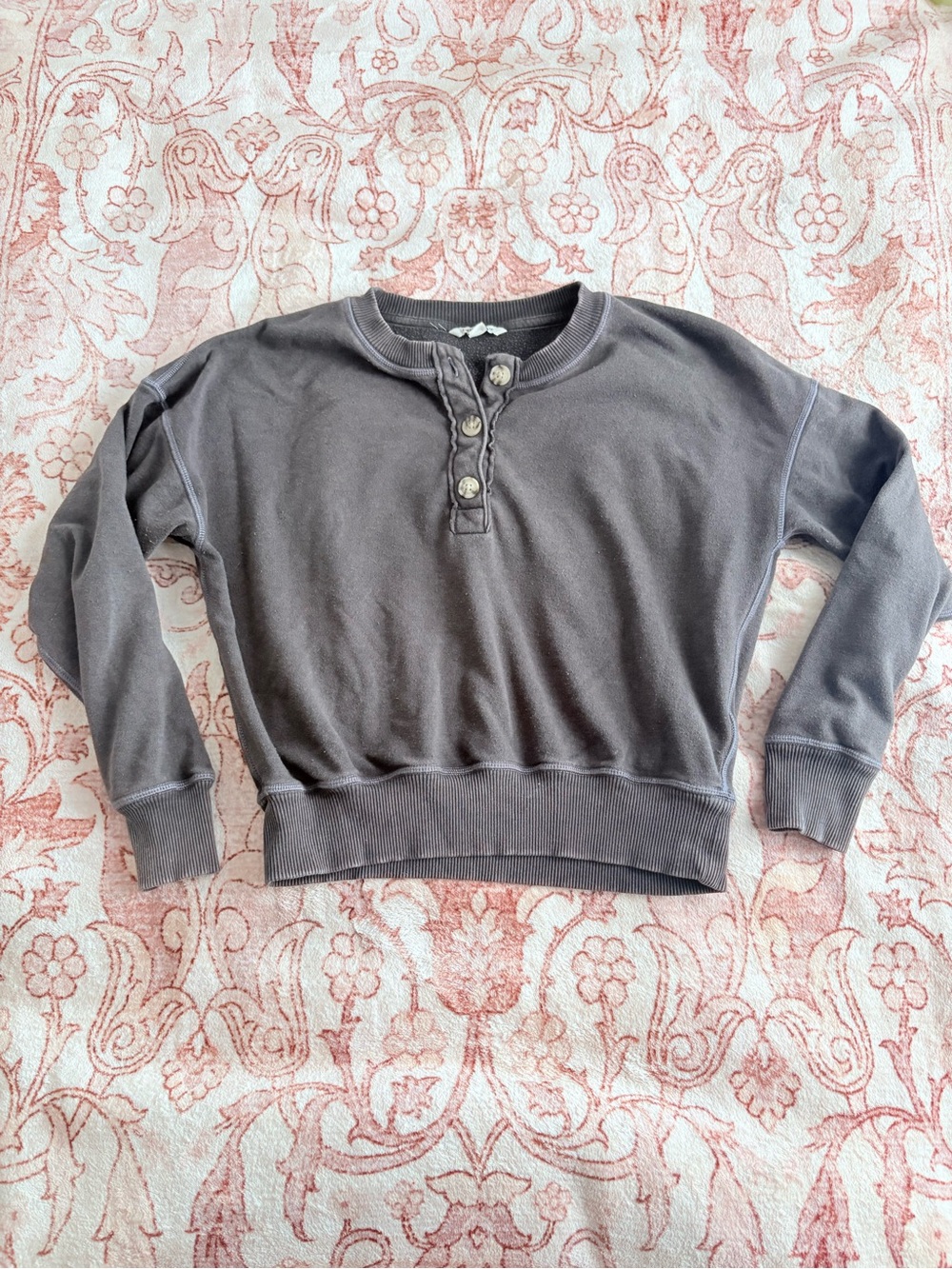 American Eagle Outfitters Kids Charcoal Henley Sweatshirt